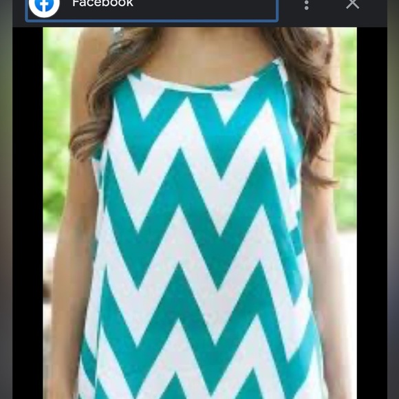 TIMING Mint Turquoise & Ivory Cream Zigzag Chevron Racerback Tie Waist Tank Sz L - Picture 9 of 10